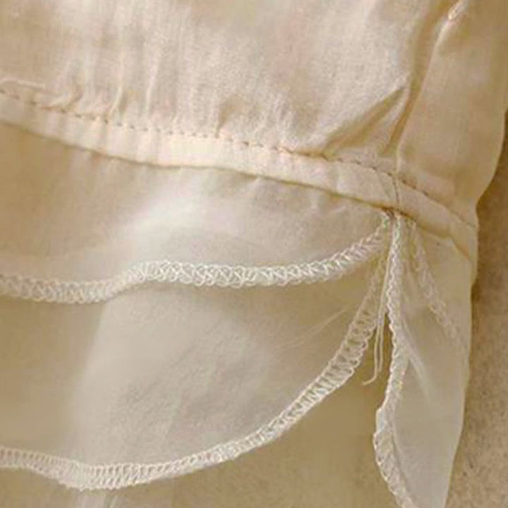 Lässiges Damen-Shirt mit Buddha Stones -Stickerei und Blütenblättern, Rundhalsausschnitt und halben Ärmeln - image 6