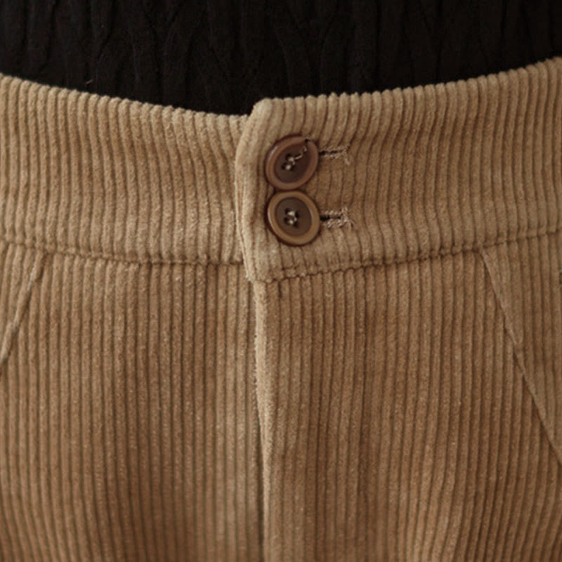Lässige Cordhose für Damen mit Buddha Stones, Knöpfen, Beinöffnung und Taschen - image 4
