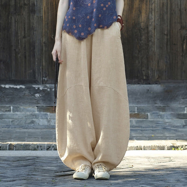 Buddha Stones Hose, Haremshose, lockere Zen-Yoga-Tai-Chi-Damenhose - Beige (mit Fleece gefüttert) - US8-10, UK/AU12-14, EU40-42 (L)  - image 0