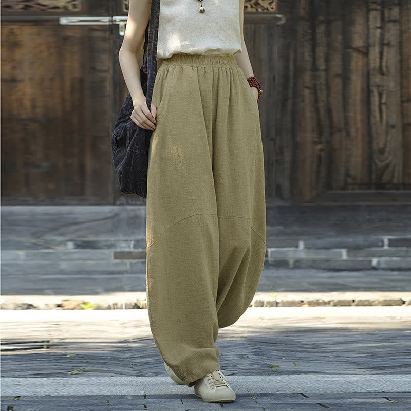 Buddha Stones Hose, Haremshose, lockere Zen-Yoga-Tai-Chi-Damenhose - Khaki (Normalausführung) - US8-10, UK/AU12-14, EU40-42 (L)  - image 33