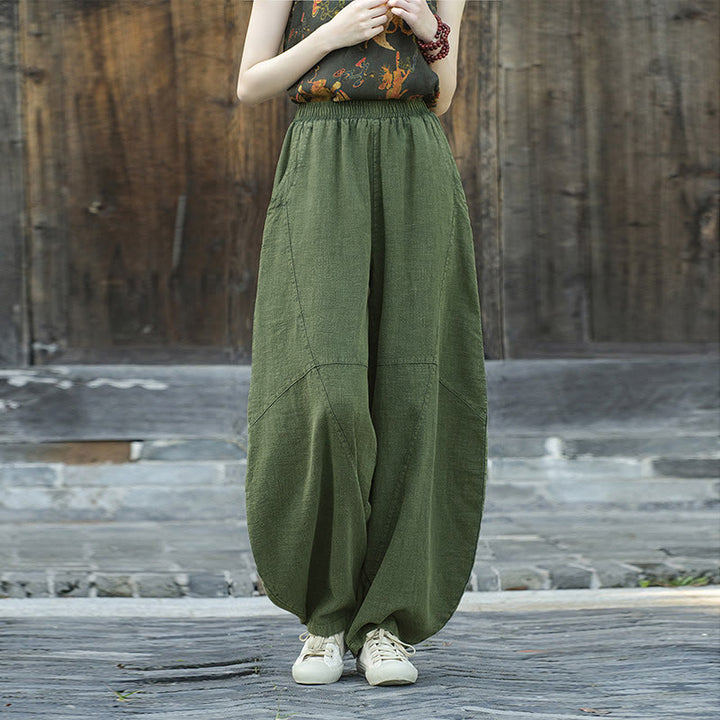 Buddha Stones Hose, Haremshose, lockere Zen-Yoga-Tai-Chi-Damenhose - Grün (Standardausführung) - US8-10, UK/AU12-14, EU40-42 (L)  - image 27