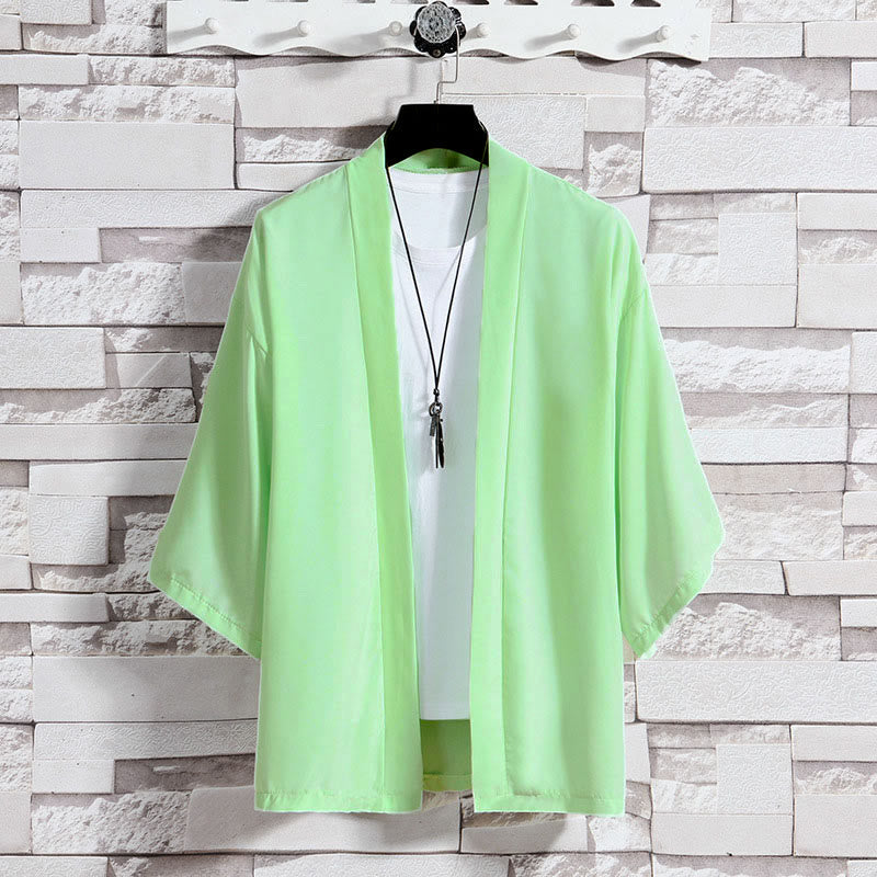 Buddha Stones, einfarbige, offene Herren-Kimono-Jacke - Grün (nur Jacke) - US/UK/AU46, EU56 (5XL) - image 24