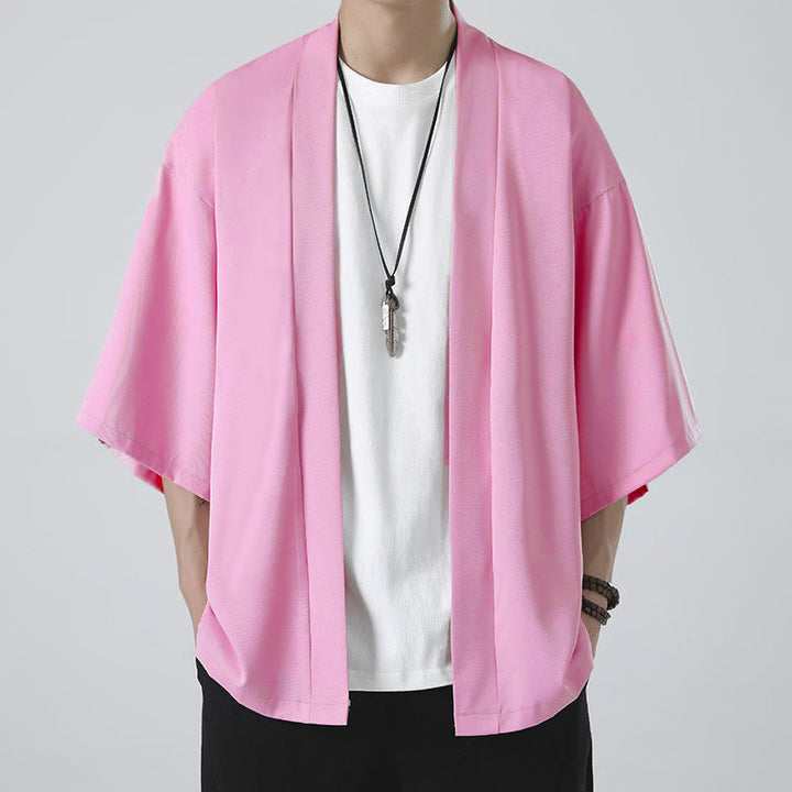 Buddha Stones, einfarbige, offene Herren-Kimono-Jacke - image 18
