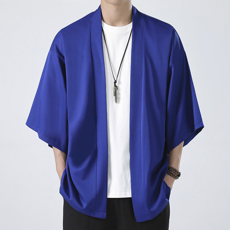 Buddha Stones, einfarbige, offene Herren-Kimono-Jacke - Blau (nur Jacke) - US/ UK/AU46, EU56 (5XL) - image 20