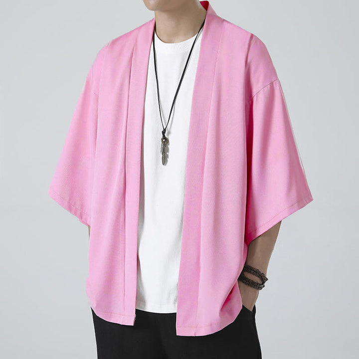 Buddha Stones, einfarbige, offene Herren-Kimono-Jacke - image 19