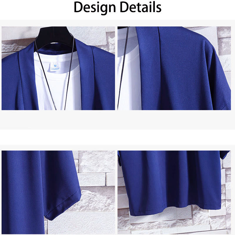 Buddha Stones, einfarbige, offene Herren-Kimono-Jacke - image 23