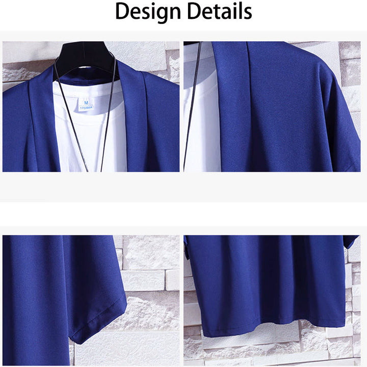 Buddha Stones, einfarbige, offene Herren-Kimono-Jacke - image 23