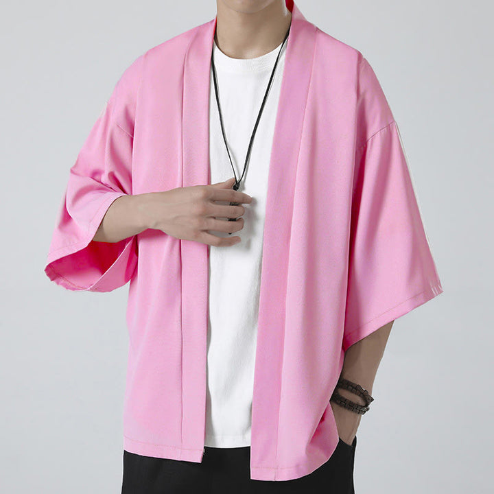Buddha Stones, einfarbige, offene Herren-Kimono-Jacke - Pink (nur Jacke) - US/UK/AU46, EU56 (5XL) - image 17