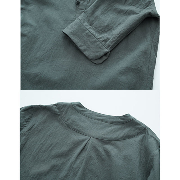Buddha Stones, einfarbiges traditionelles Kurzarm-T-Shirt und Hose, Herren-Set - image 3