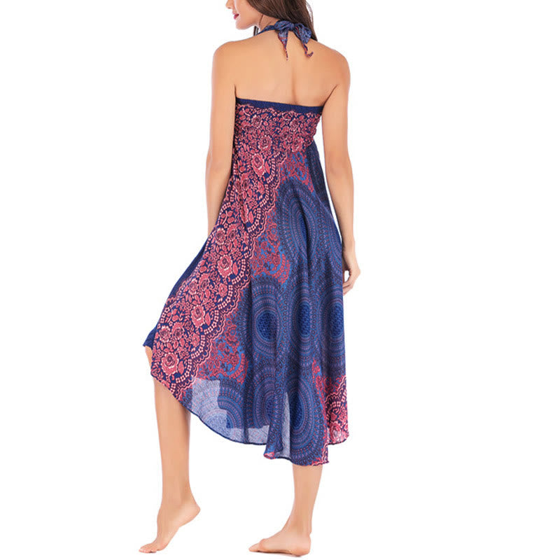 Buddha Stones Two Style Wear Bohemian Compass Rose Flower Lace-up Skirt Dress - image 16