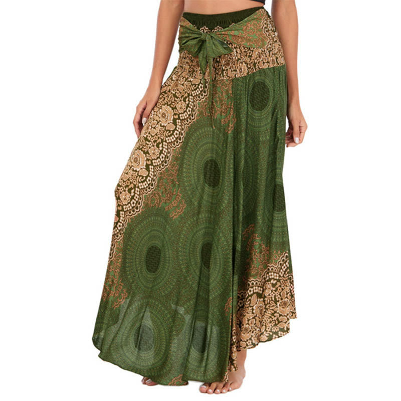Buddha Stones Two Style Wear Bohemian Compass Rose Flower Lace-up Skirt Dress - Dunkelseegrün - US4-12, UK/AU8-16, EU36-44 (F) - image 18
