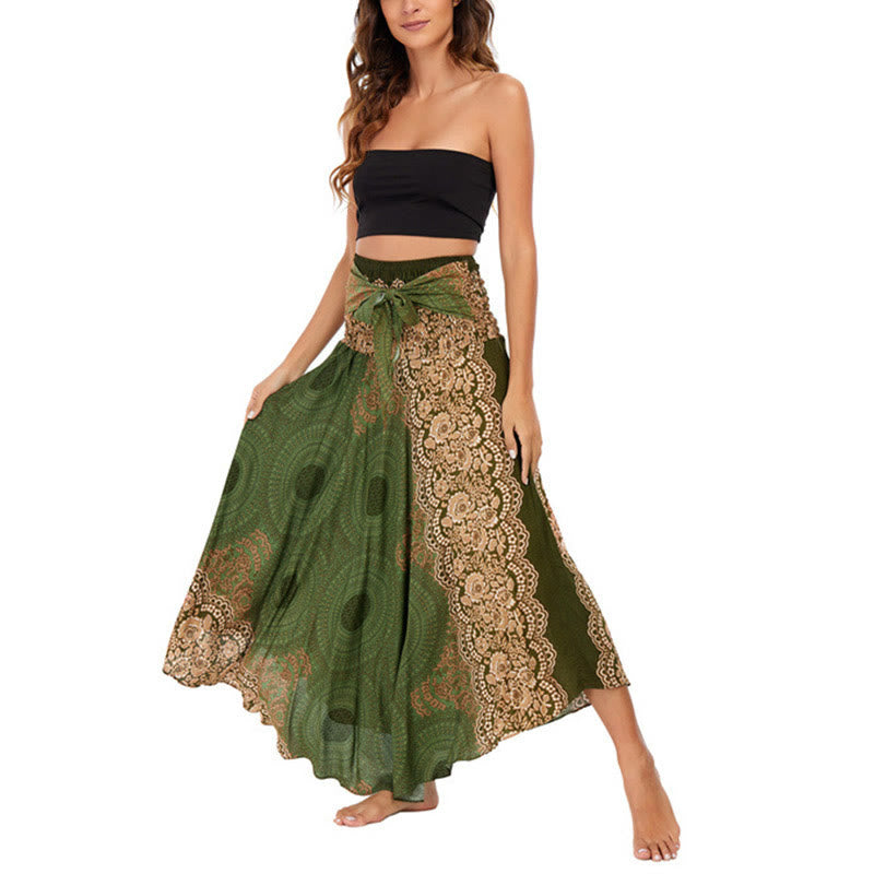 Buddha Stones Two Style Wear Bohemian Compass Rose Flower Lace-up Skirt Dress - image 23