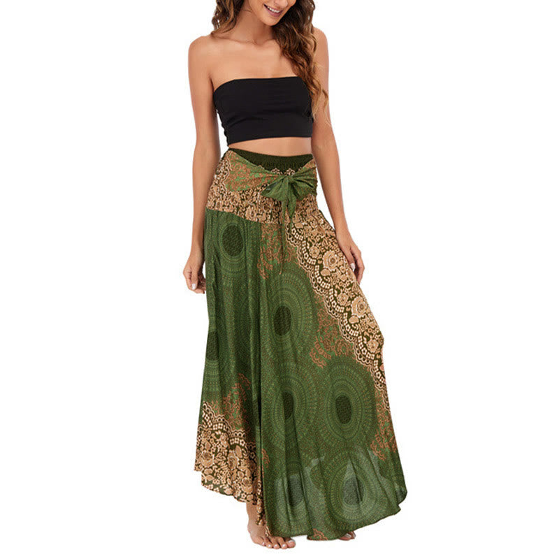 Buddha Stones Two Style Wear Bohemian Compass Rose Flower Lace-up Skirt Dress - image 21