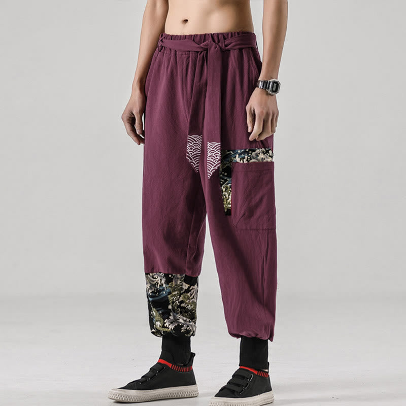 Buddha Stones Ocean Waves Schnür-Haremshose für Herren mit Taschen - image 18