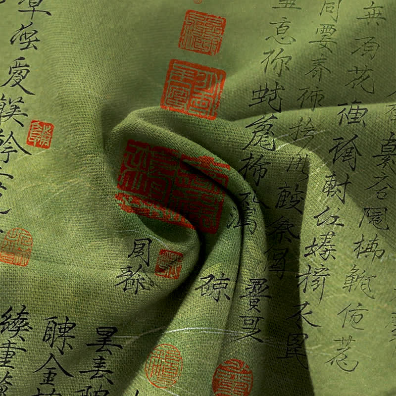 Buddha Stones Baumwoll-Leinen-Hose mit Vintage-Schriftmuster, elastischem Bund, weitem Bein und Taschen - image 3