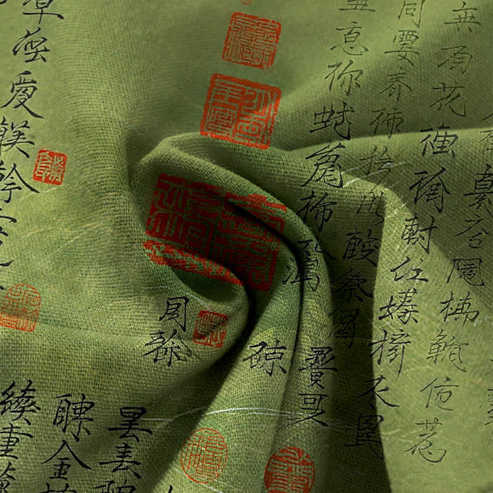 Buddha Stones Baumwoll-Leinen-Hose mit Vintage-Schriftmuster, elastischem Bund, weitem Bein und Taschen - image 3
