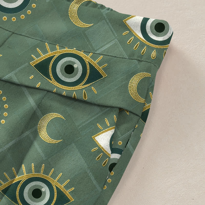 Buddha Stones Baumwoll-Leinen-Hose mit Mondmuster und elastischem Bund, weitem Bein und Taschen - image 2