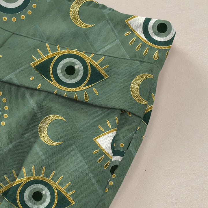 Buddha Stones Baumwoll-Leinen-Hose mit Mondmuster und elastischem Bund, weitem Bein und Taschen - image 2