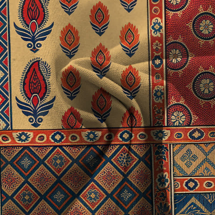 Buddha Stones Baumwoll-Leinen-Hose mit Vintage-Blumenmuster, elastischem Bund, weitem Bein und Taschen - image 3