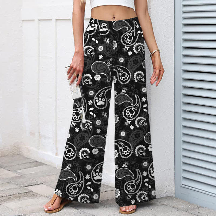 Buddha Stones Baumwoll-Leinen-Hose mit Vintage-Paisley-Blumenmuster, elastischem Bund, weitem Bein und Taschen - image 5