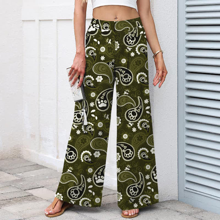 Buddha Stones Baumwoll-Leinen-Hose mit Vintage-Paisley-Blumenmuster, elastischem Bund, weitem Bein und Taschen - image 7