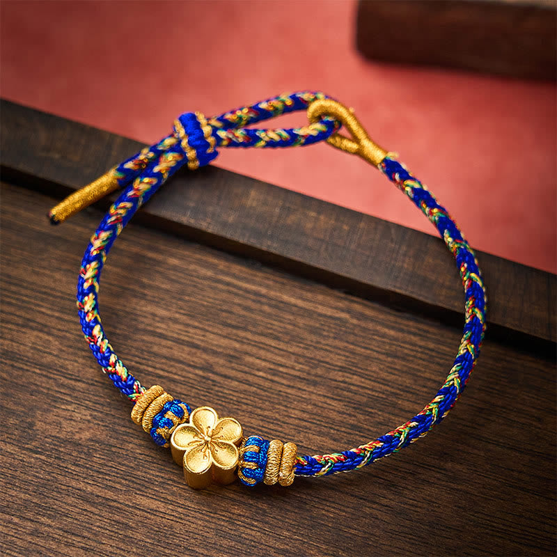 Buddha Stones Handgewebtes Om Mani Padme Hum Friedensarmband - Blau - Mit Blumenaccessoire - image 13
