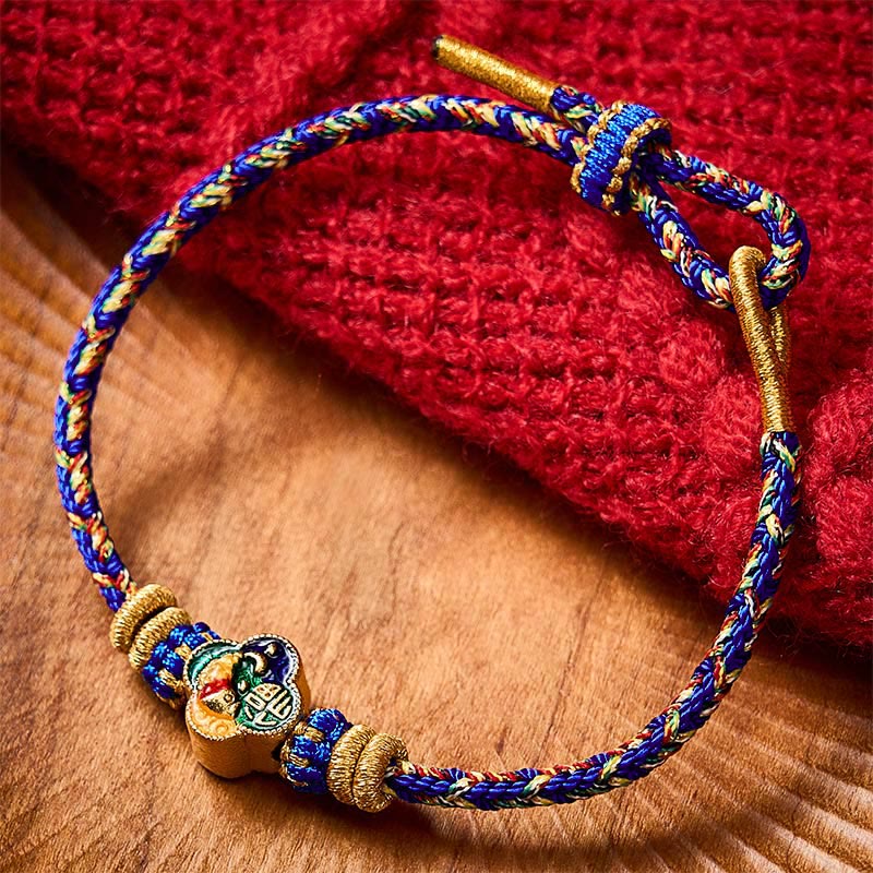 Buddha Stones Handgewebtes Seilarmband mit Koi-Fisch-Motiv und Fu-Zeichen - Blau (Handgelenkumfang: 14-19 cm) - image 16