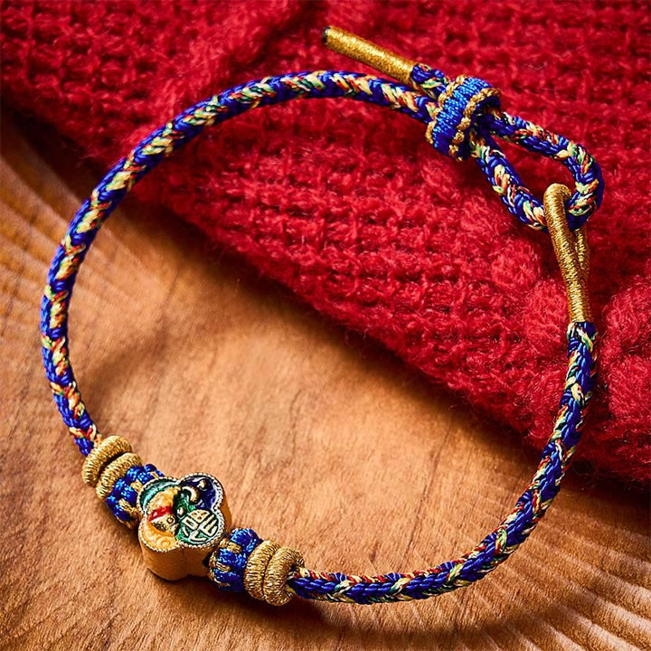Buddha Stones Handgewebtes Seilarmband mit Koi-Fisch-Motiv und Fu-Zeichen - Blau (Handgelenkumfang: 14-19 cm) - image 16
