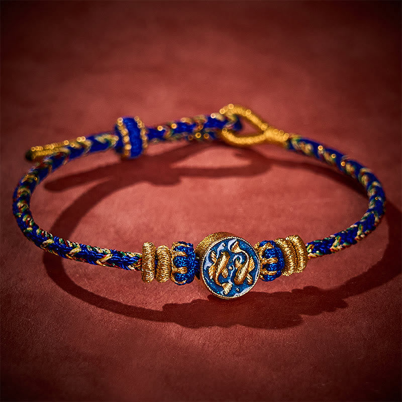 Buddha Stones Handgewebtes Armband aus doppeltem goldenem Koi-Fisch-Seil - image 2