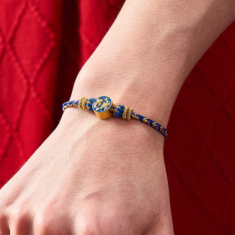 Buddha Stones Handgewebtes Armband aus doppeltem goldenem Koi-Fisch-Seil - image 10