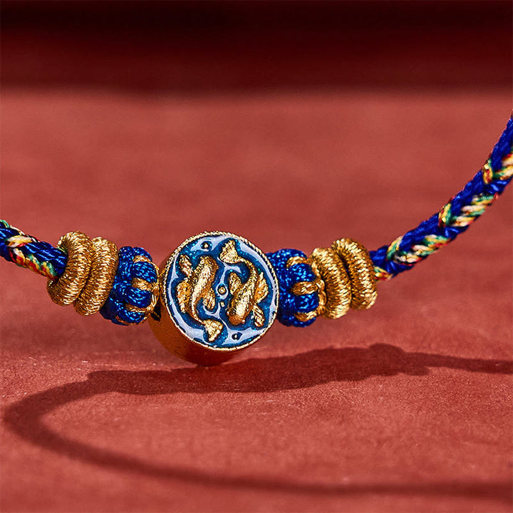 Buddha Stones Handgewebtes Armband aus doppeltem goldenem Koi-Fisch-Seil - image 13