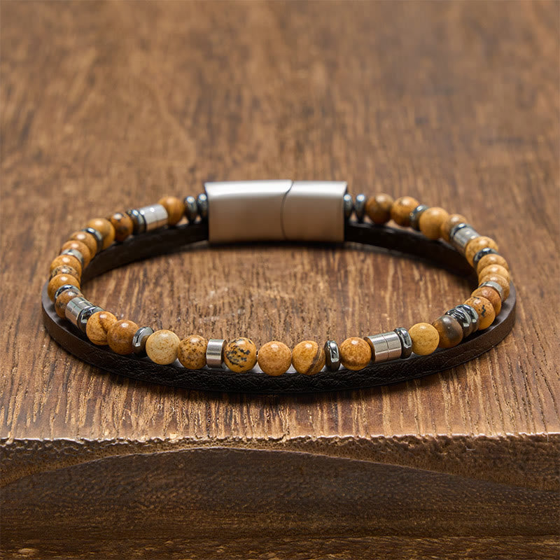 Buddha Stones Lapislazuli Truth Doppelwickel-Lederarmband - Tigerauge (Handgelenkumfang: 19-20 cm) - image 23