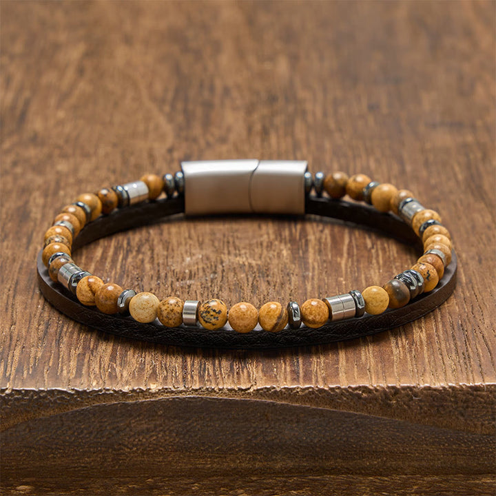 Buddha Stones Lapislazuli Truth Doppelwickel-Lederarmband - Tigerauge (Handgelenkumfang: 19-20 cm) - image 23