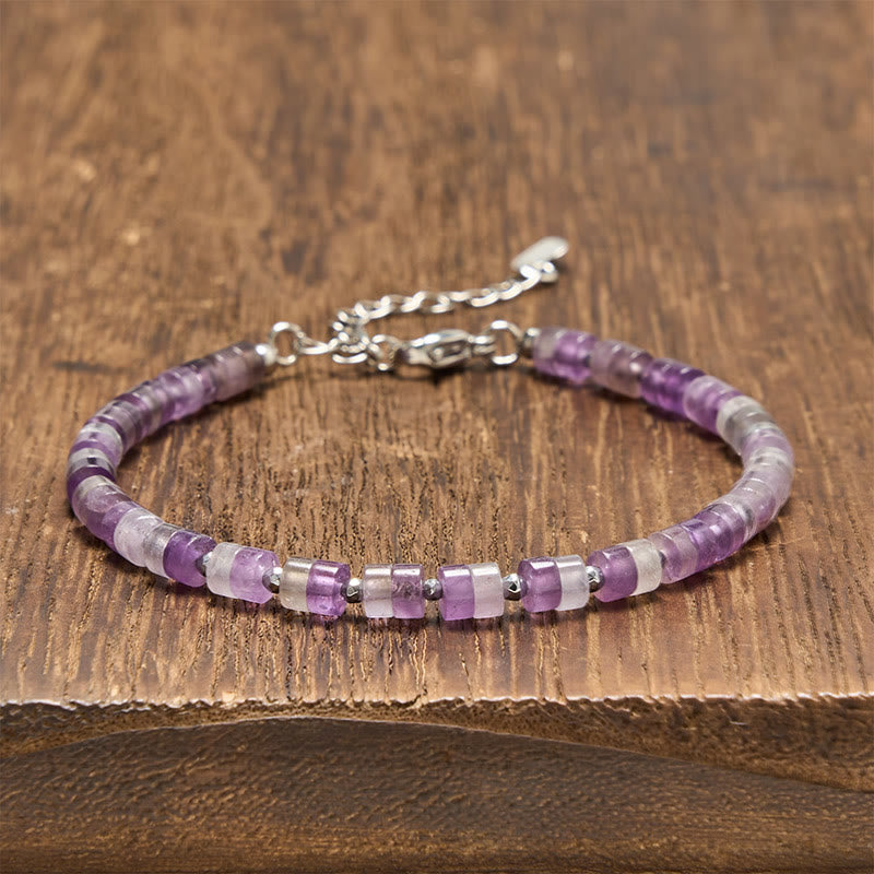 Buddha Stones Armband aus Amethyst, Tigerauge, Rosenquarz, Blauem Fleckenjaspis und schwarzem Obsidian - Amethyst (Handgelenkumfang: 16-18 cm) - image 0