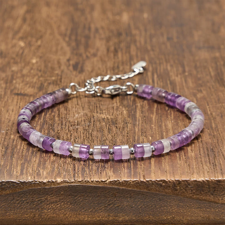 Buddha Stones Armband aus Amethyst, Tigerauge, Rosenquarz, Blauem Fleckenjaspis und schwarzem Obsidian - Amethyst (Handgelenkumfang: 16-18 cm) - image 0