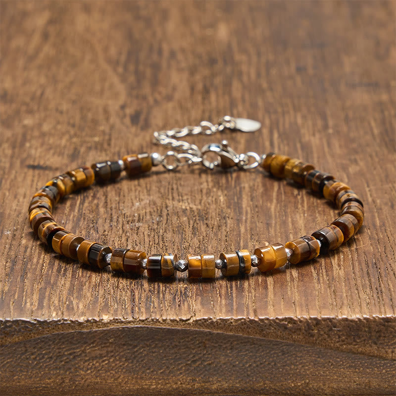 Buddha Stones Armband aus Amethyst, Tigerauge, Rosenquarz, Blauem Fleckenjaspis und schwarzem Obsidian - Tigerauge (Handgelenkumfang: 16-18 cm) - image 5