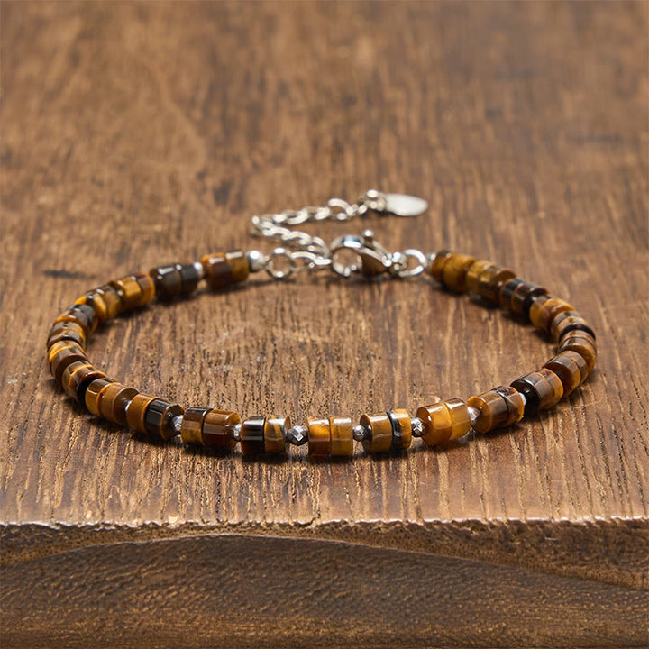 Buddha Stones Armband aus Amethyst, Tigerauge, Rosenquarz, Blauem Fleckenjaspis und schwarzem Obsidian - Tigerauge (Handgelenkumfang: 16-18 cm) - image 5
