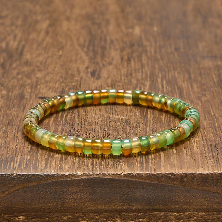 Buddha Stones Natürliches grünes Achat-Rondelle-Heilarmband - Grüner Achat (Handgelenkumfang: 14-15 cm) - image 0