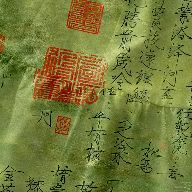 Buddha Stones Sommerliches, lässiges, ärmelloses Midikleid für Damen mit Taschen und chinesischem Kalligrafie-Siegelmuster - image 1