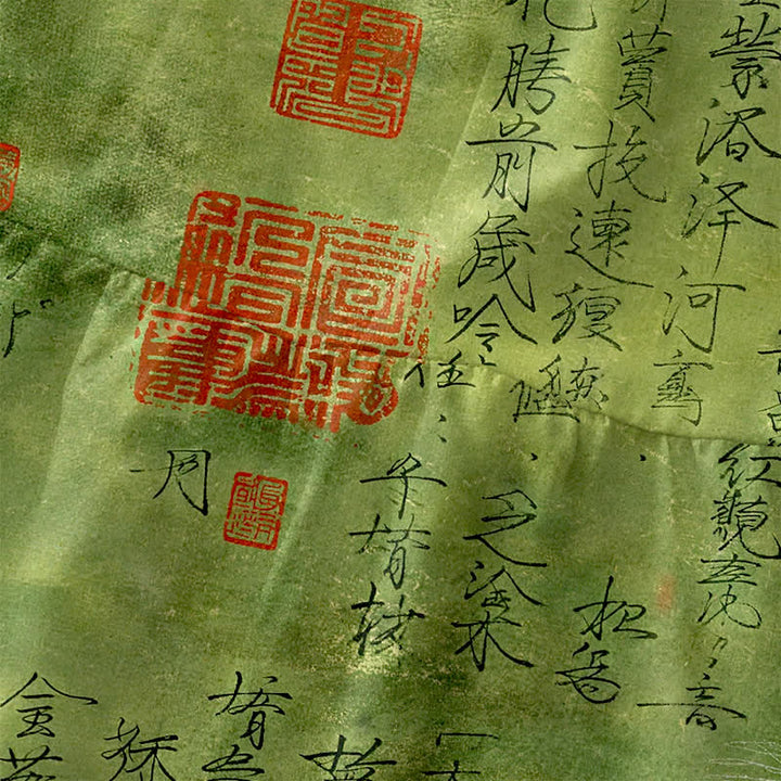 Buddha Stones Sommerliches, lässiges, ärmelloses Midikleid für Damen mit Taschen und chinesischem Kalligrafie-Siegelmuster - image 1