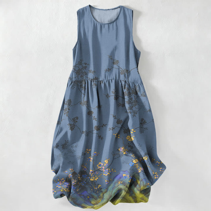 Buddha Stones Lässiges, sommerliches Damen-Midikleid mit Vintage-Blumenmuster und Taschen - Schiefergrau - US16, UK/AU20, EU48 (3XL) - image 5