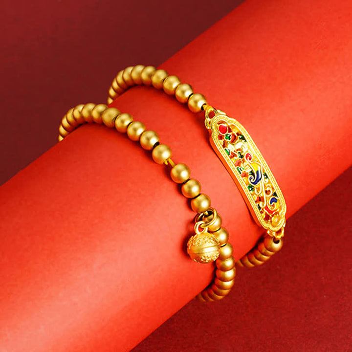 Buddha Stones Kupfernes Armband mit Pfauenmotiv, emailliert, Symbol für Selbstvertrauen, Perlen - image 10
