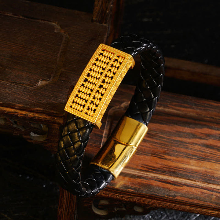 Buddha Stones Geflochtenes Lederarmband mit Pi Xiu Fu-Zeichen - Abakus - image 10
