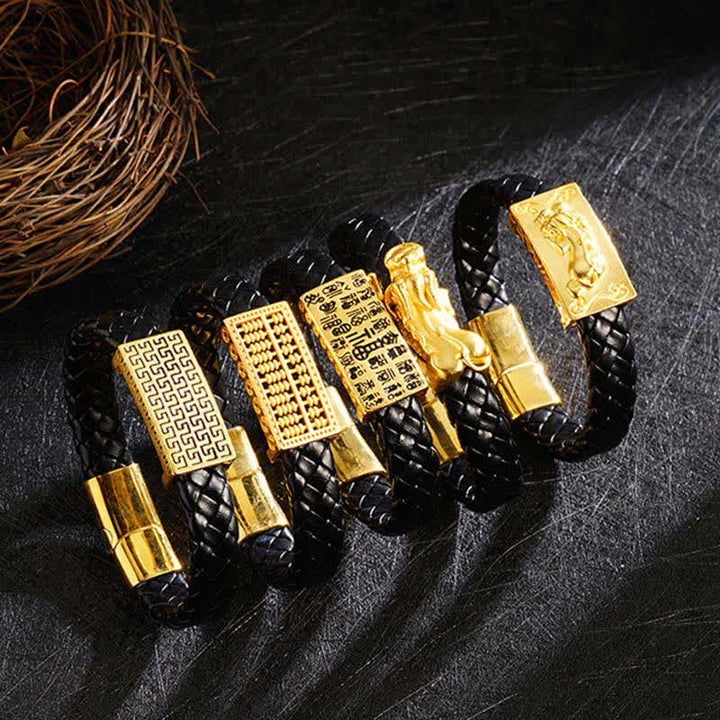 Buddha Stones Geflochtenes Lederarmband mit Pi Xiu Fu-Zeichen - image 17