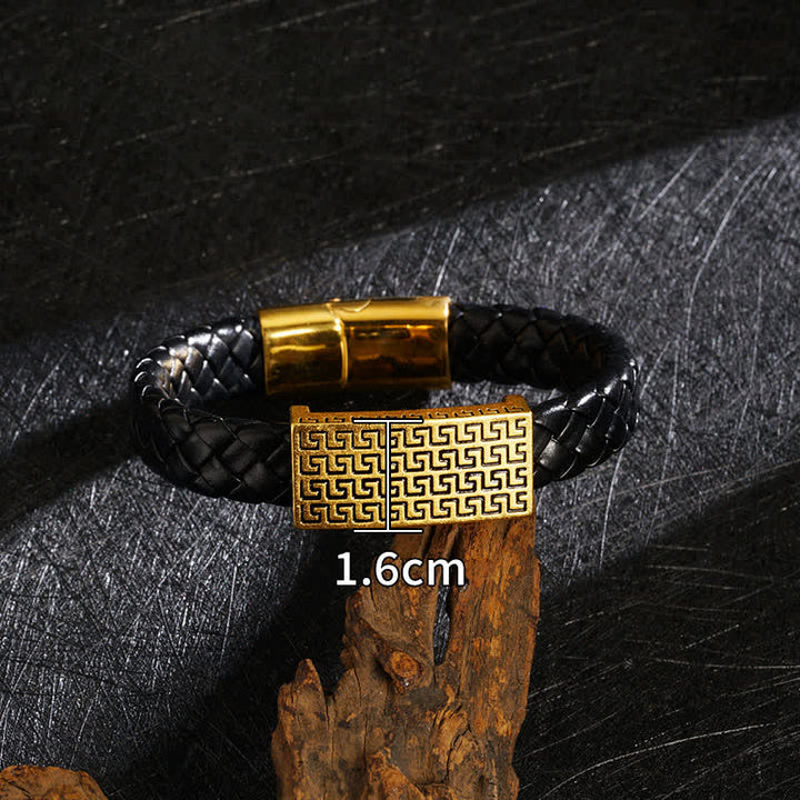 Buddha Stones Geflochtenes Lederarmband mit Pi Xiu Fu-Zeichen - Streifen - image 12