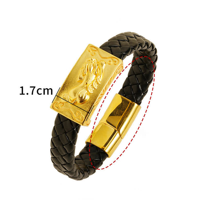 Buddha Stones Geflochtenes Lederarmband mit Pi Xiu Fu-Zeichen - image 2