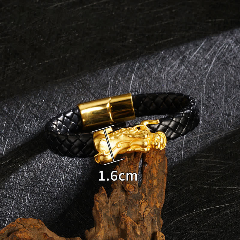 Buddha Stones Geflochtenes Lederarmband mit Pi Xiu Fu-Zeichen - Pixiu - image 8