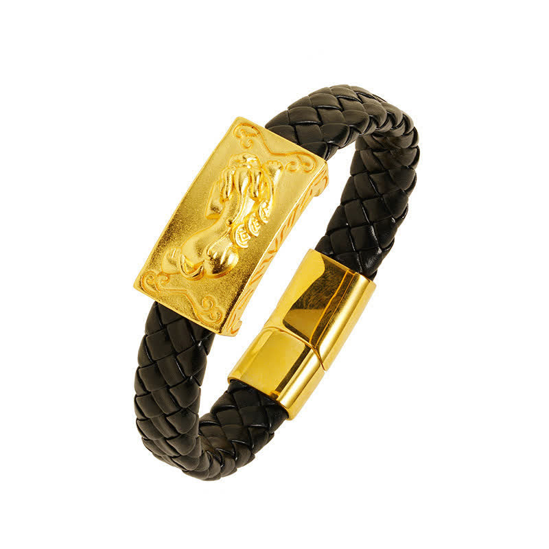 Buddha Stones Geflochtenes Lederarmband mit Pi Xiu Fu-Zeichen - image 3