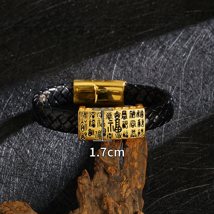 Buddha Stones Geflochtenes Lederarmband mit Pi Xiu Fu-Zeichen - image 14
