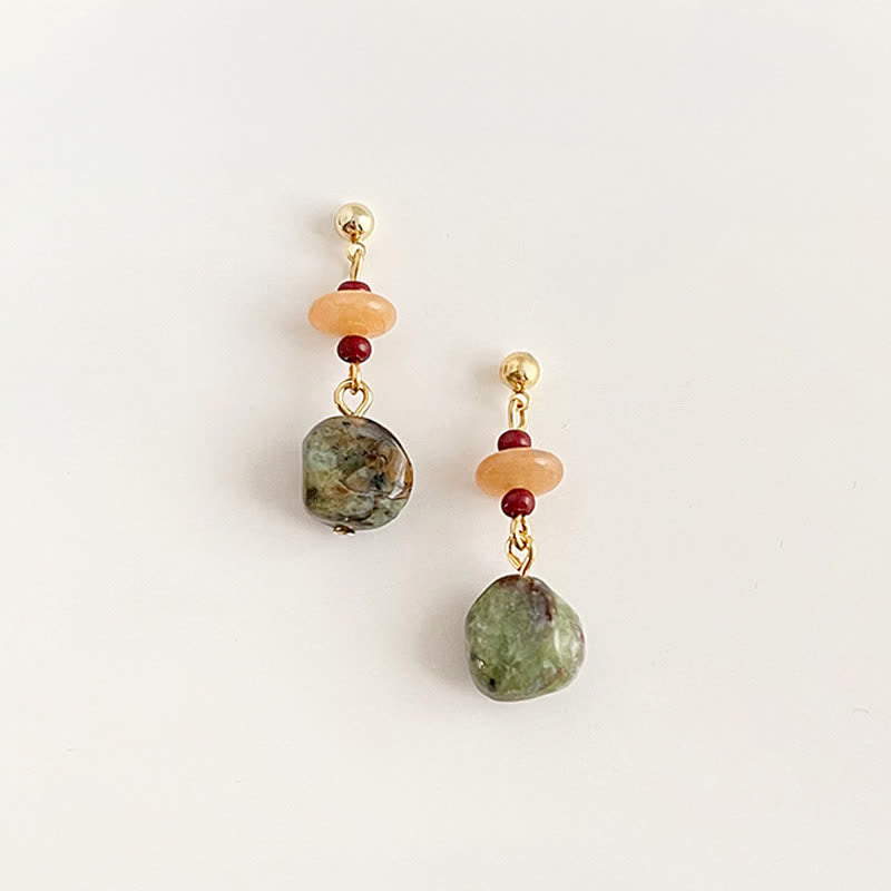 Buddha Stones Ohrringe aus Unakit-Chalcedon in Tropfenform - image 1